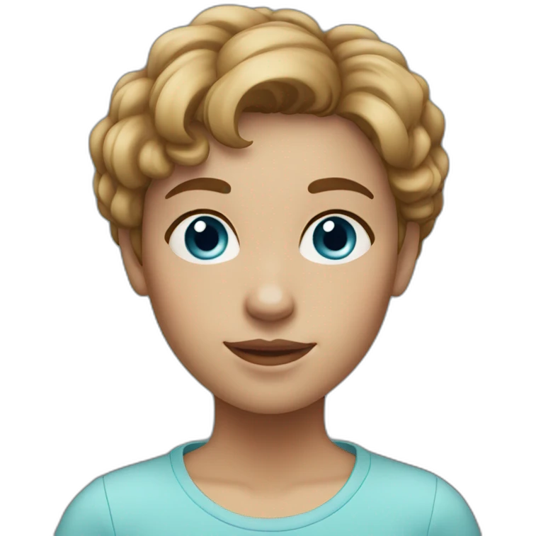 1 girl with light-brown short  hair, blue eyes and freckles emoji