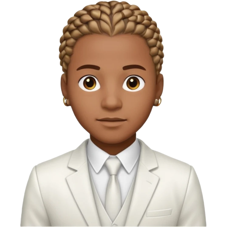 a young black guy with cornrow braids wearing a full white suit emoji
