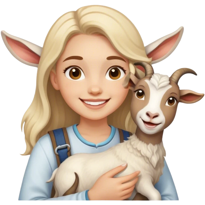 girl smiling with goat companion emoji