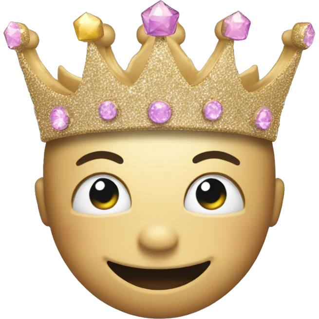 glittery crown with happy smile and happy eyes on the crown a crown emoji emoji