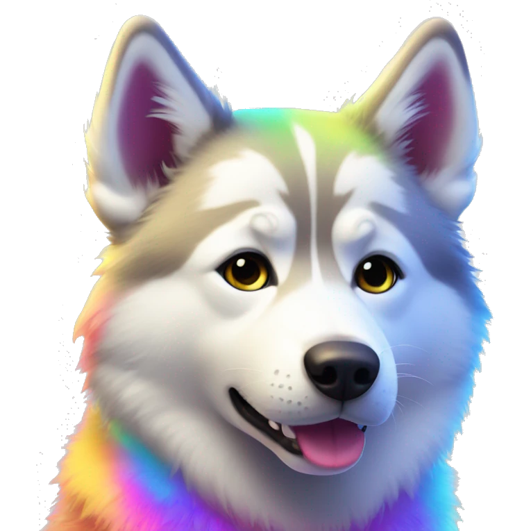 neon rainbow husky cute emoji