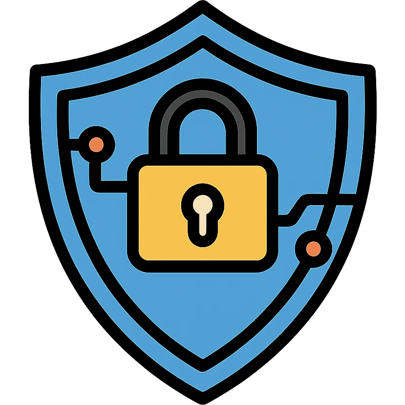 shield with a lock and subtle digital circuit lines, clean lines, professional, for an information and cybersecurity expert emoji