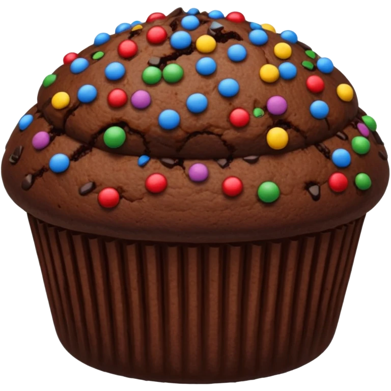 dark brown chocolate muffin chocolate sprinkles on top emoji