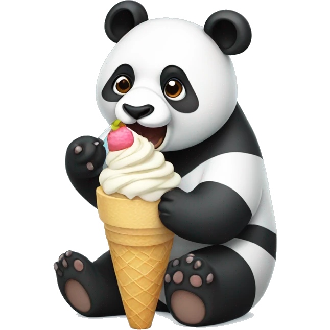 Panda eating ice cream emoji