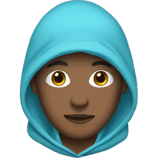 man in light blue hoodie haki color bandana emoji