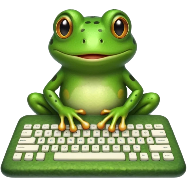Frog typing on a keyboard emoji