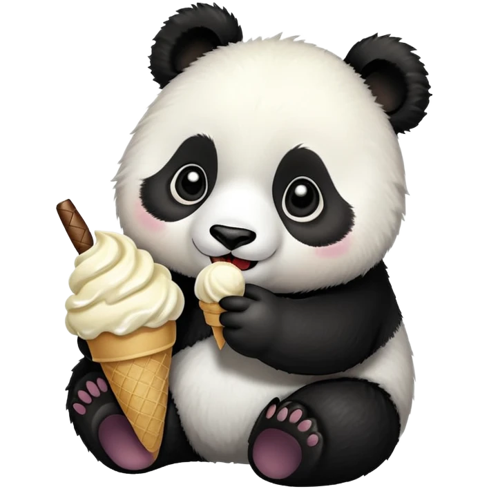 Panda eating ice cream emoji