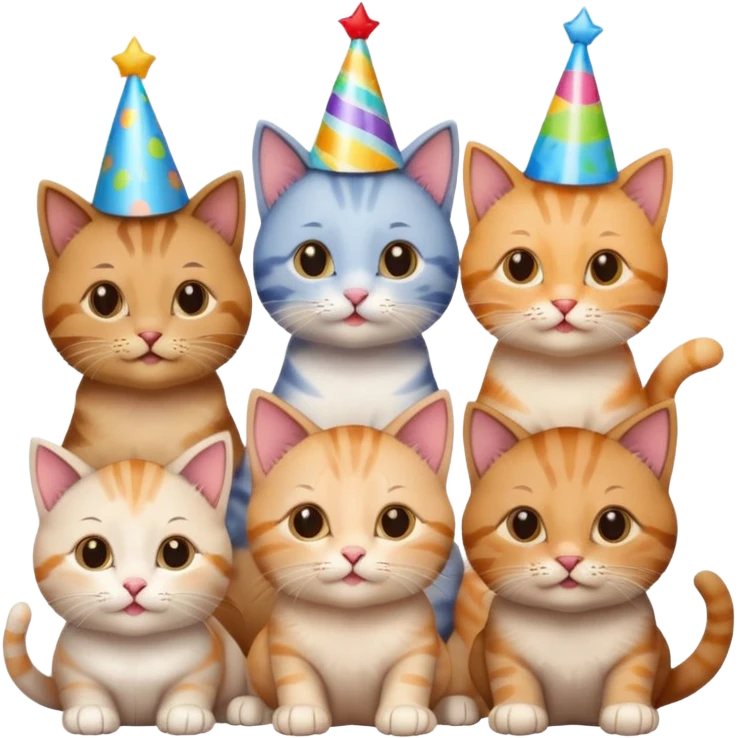 3 cats and a kitten at a birthday party emoji