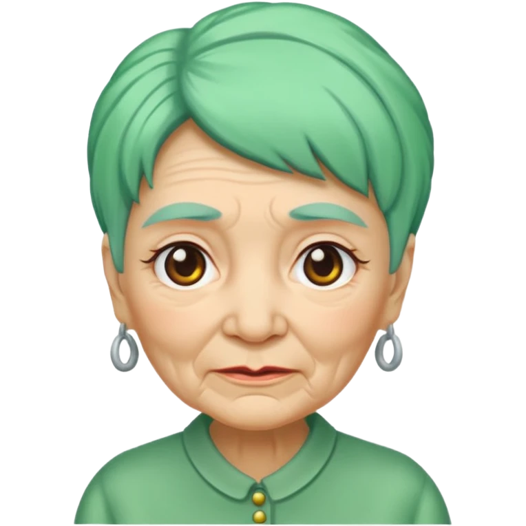 green haired grandma with wrinkles  emoji