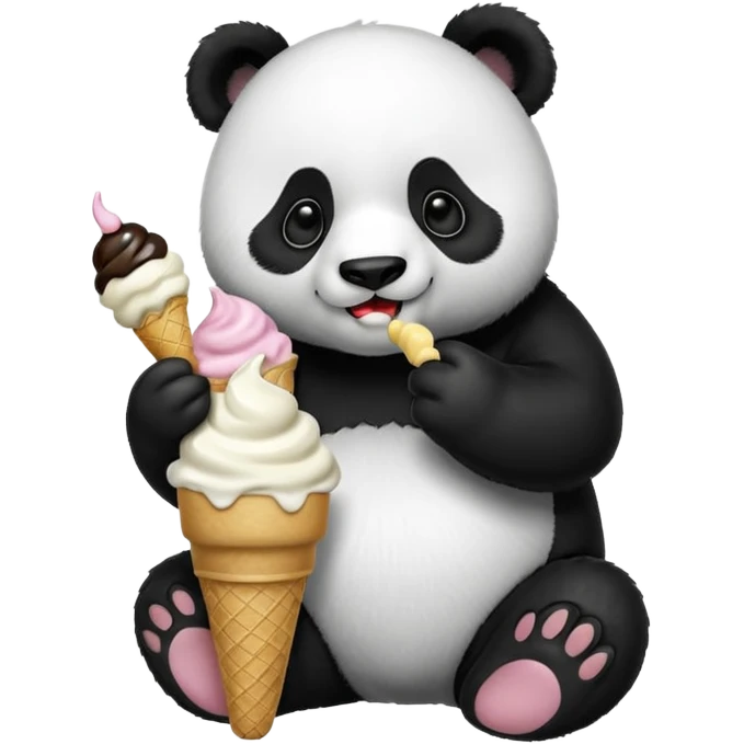 Panda eating ice cream emoji