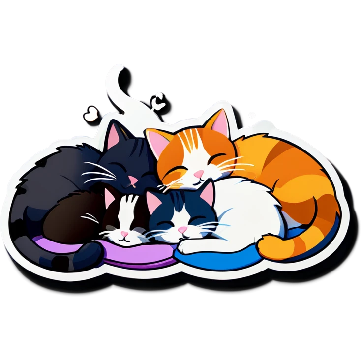 Cats is sleeping side by side 5 different cats emoji