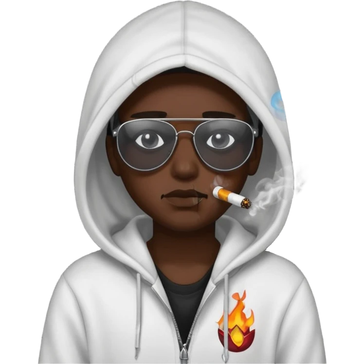 melanin with tears smoking with a hoodie on and shades  emoji