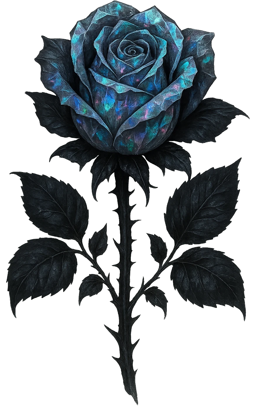 goth Opal crystal rose flower, remove background emoji