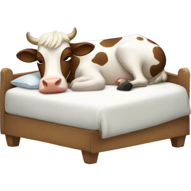 cow sleeping in a bed emoji