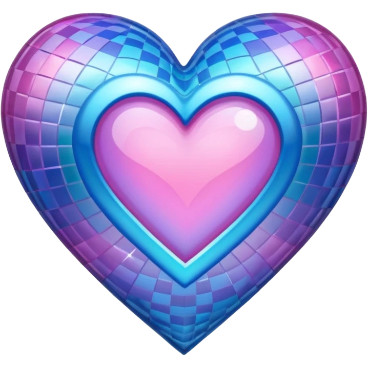 glitter heart with checkered multi-color pattern emoji
