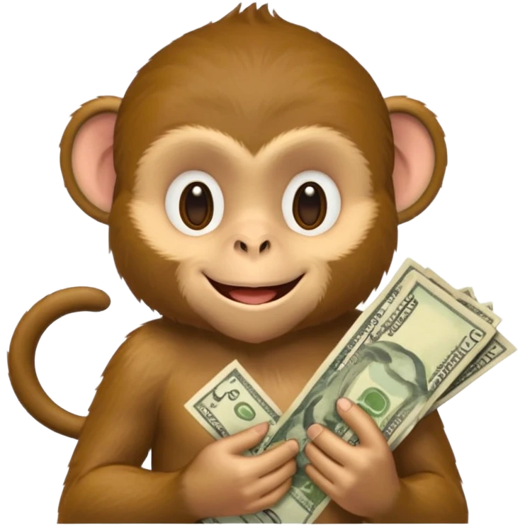 monkey holding money on shoudure emoji