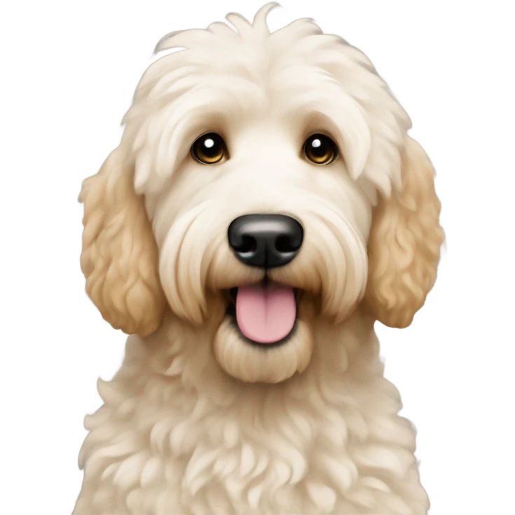 White tan fluffy goldendoodle emoji