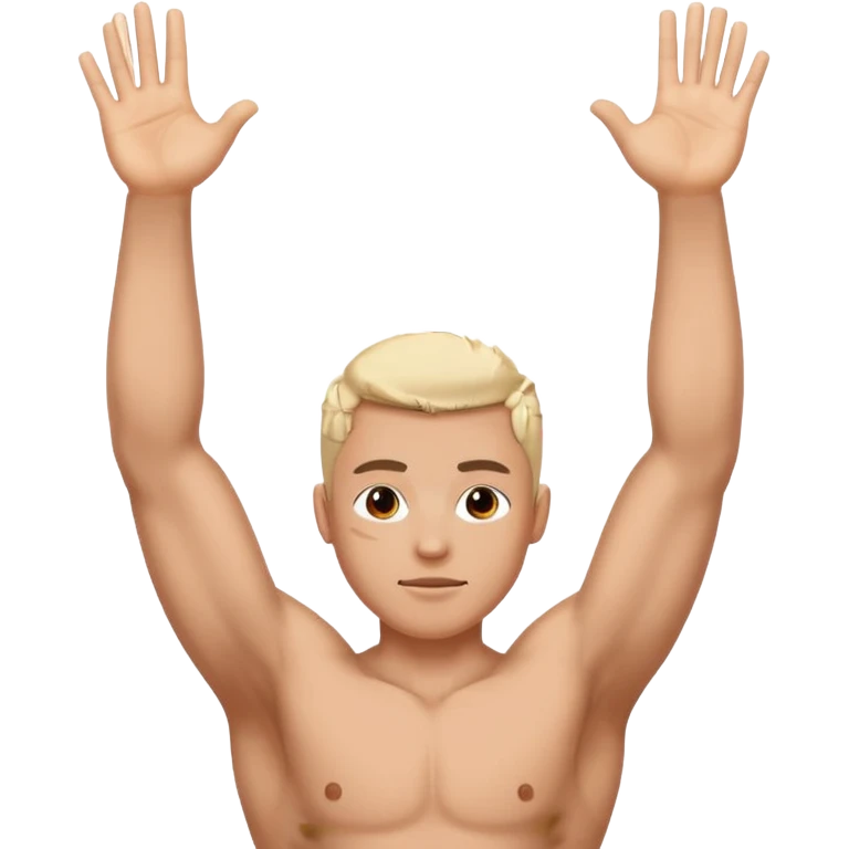 Una persona levantando los brazos y que en el brazo derecho tenga un 6 y en el otro un 7 emoji