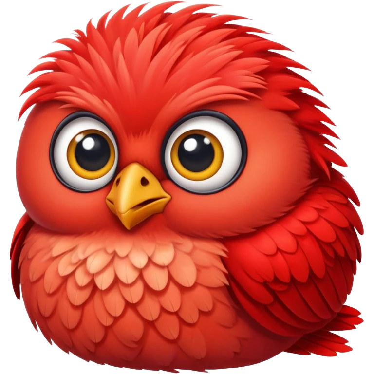 adorable round red bird with big eyes emoji