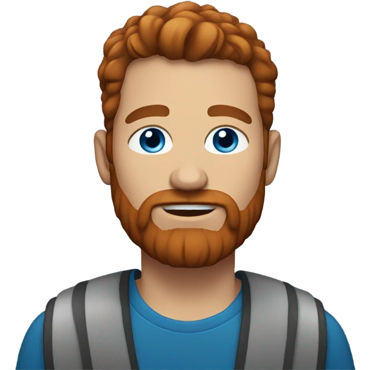 Man with blue eyes and brown hair and red beard emoji