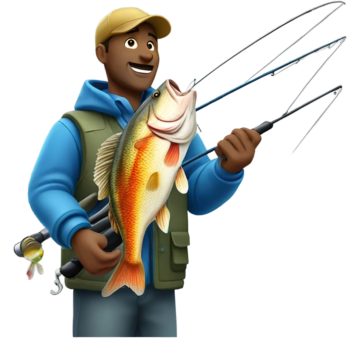 Fisherman catching a bass emoji