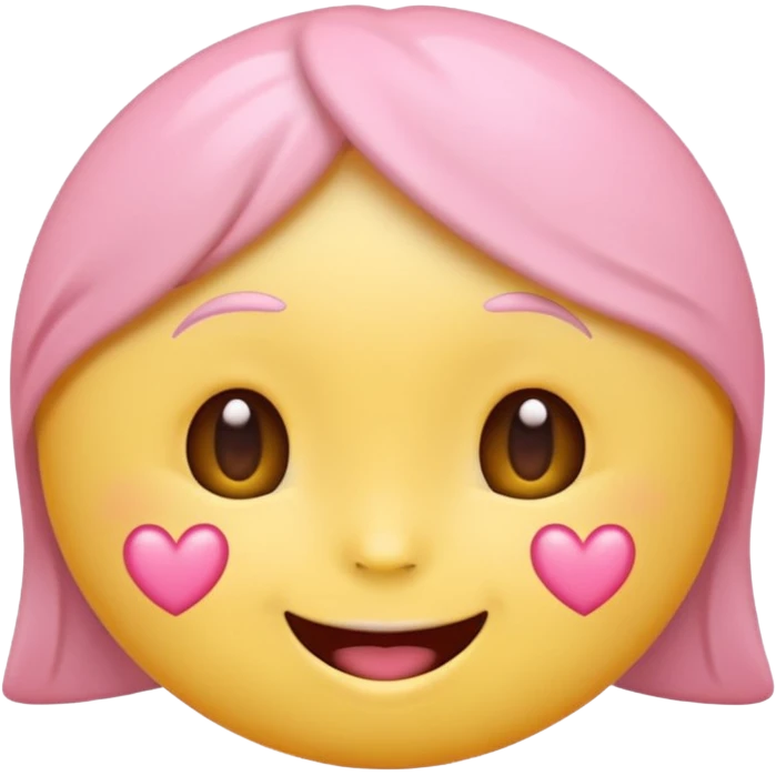 cute emoji, heart eyes, playful grin, pastel pink and yellow emoji