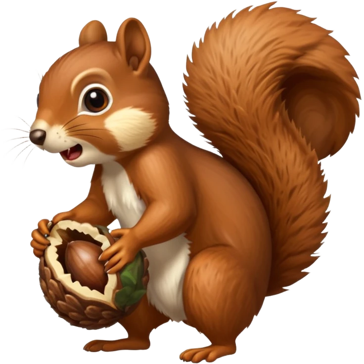 Squirrel bite giant acorn, panic emoji