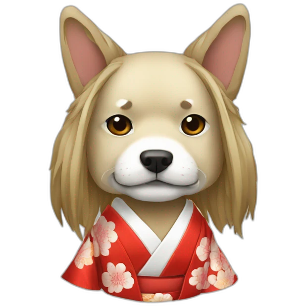 hot-guy-noh-dog-mask-longhair-japanese-kimono emoji