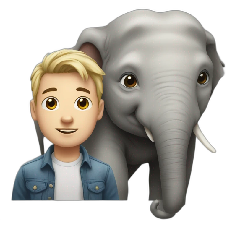 young white man next to an Asian elephant emoji