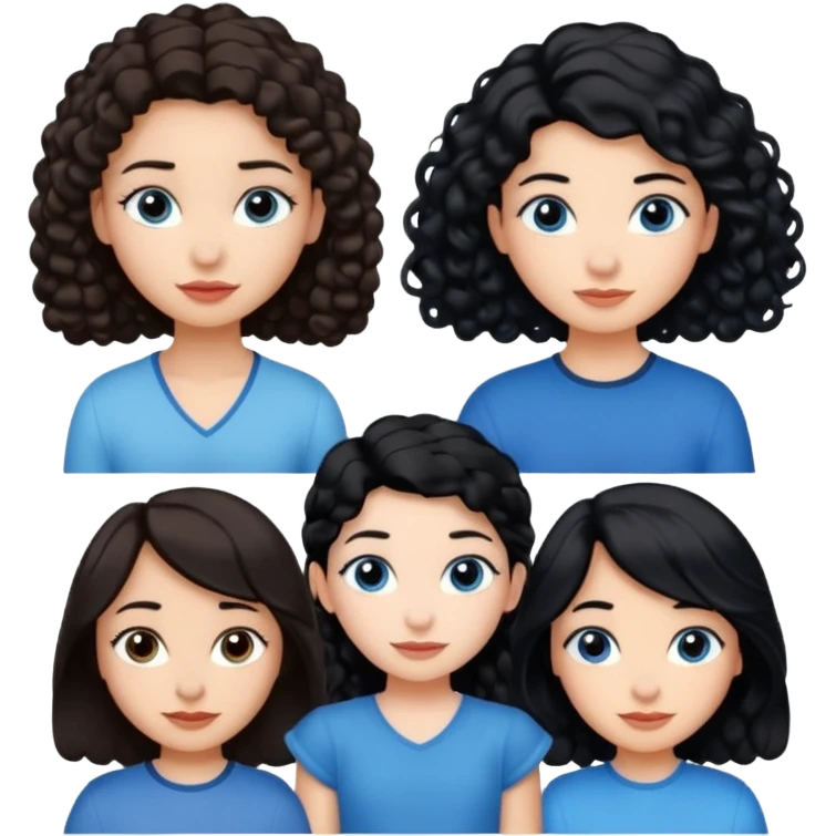 Algo de Disney y por detrás o delante pon a quatro chicas: una con el pelo largo rizado marrón , otra con el pelo muy corto negro, como un chico, otra con el pelo mediano liso marrón con ojos azulesy otra con el pelo negro largo liso . Todos son color carne. Es para el viaje emoji