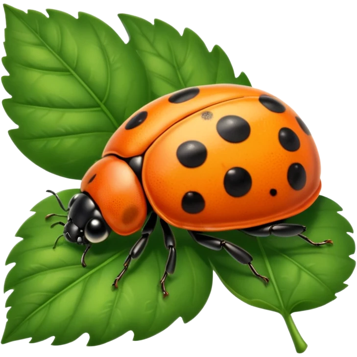  cute orange lady bug on leaf emoji
