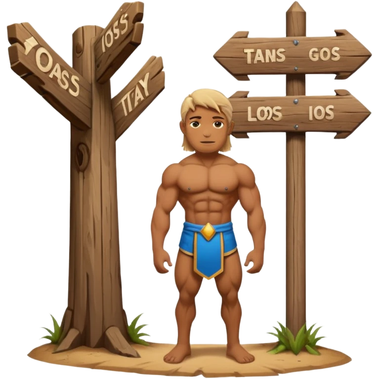 god in front of a signpost emoji