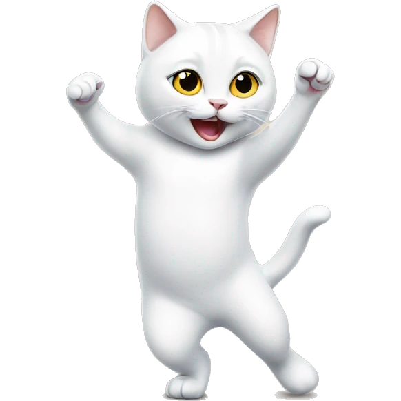 White British cat dancing  emoji