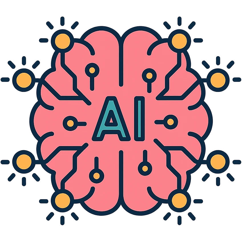 AI brain icon with glowing circuits, techy style emoji