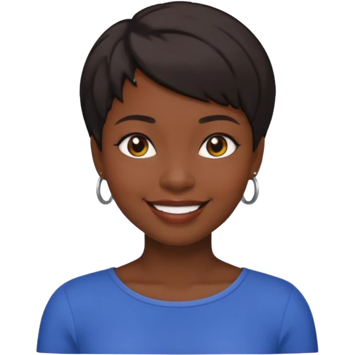 visage femme noire cheveux court emoji