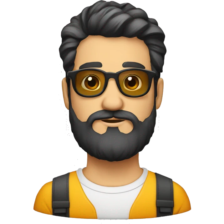 moreno cabello corto gafas redondas barba emoji