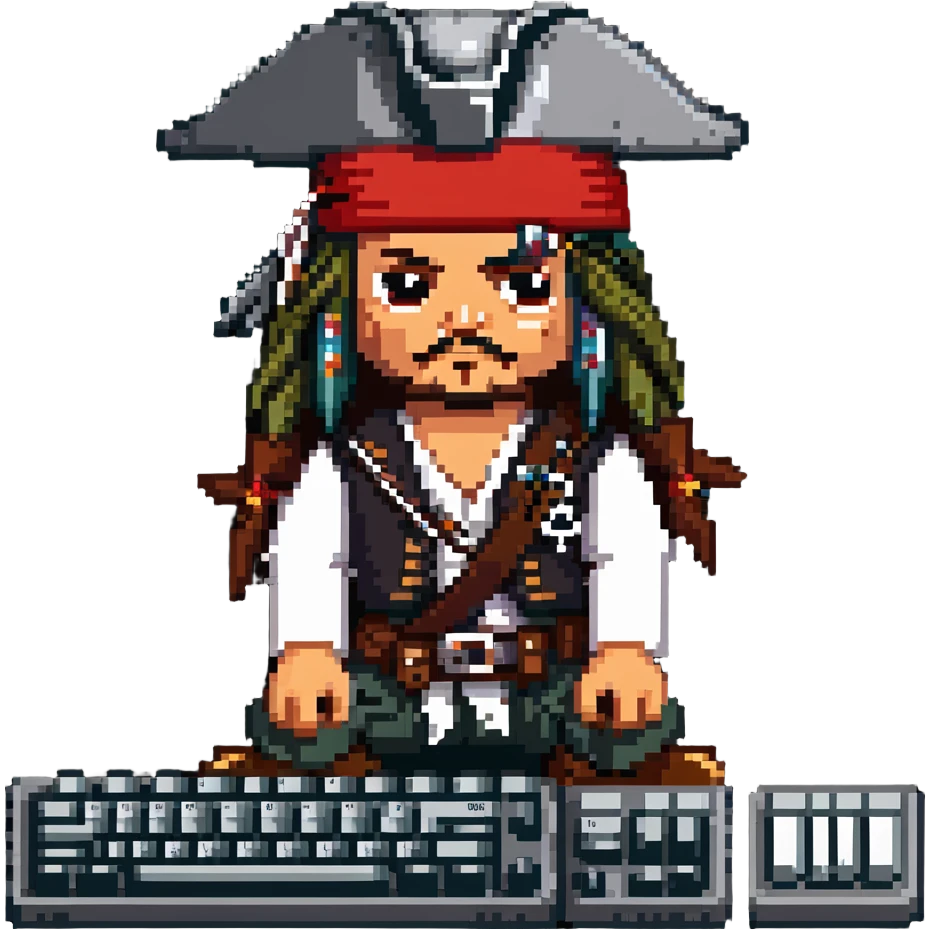 Captain Jack Sparrow as a serious coder emoji