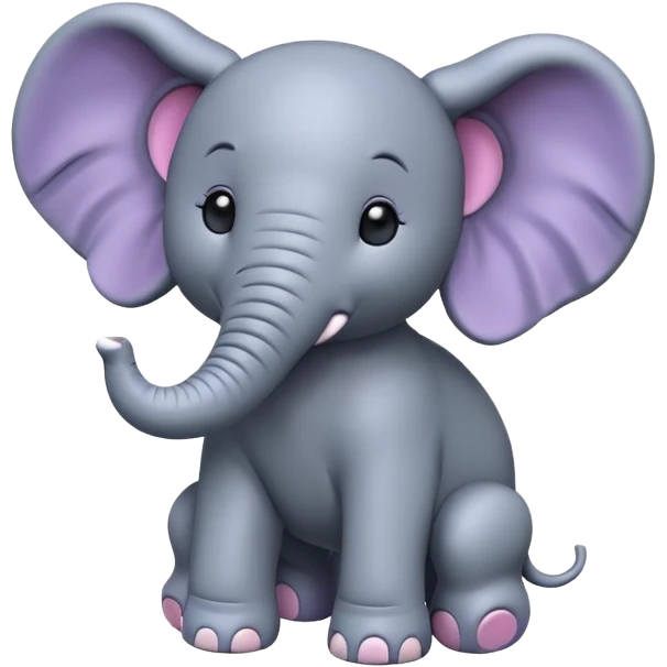 Isolated, breathtakingly vivid and intricately detailed digital illustration of the most incredibly adorable elephant with floppy big ears, figurine imaginable, toy style. emoji