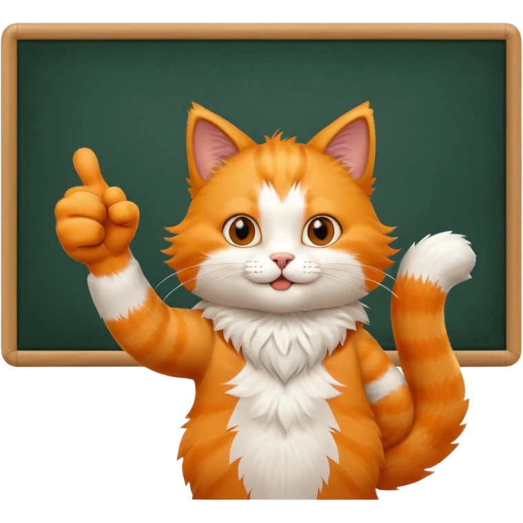 Cat with thumbs up next to a whiteboard emoji