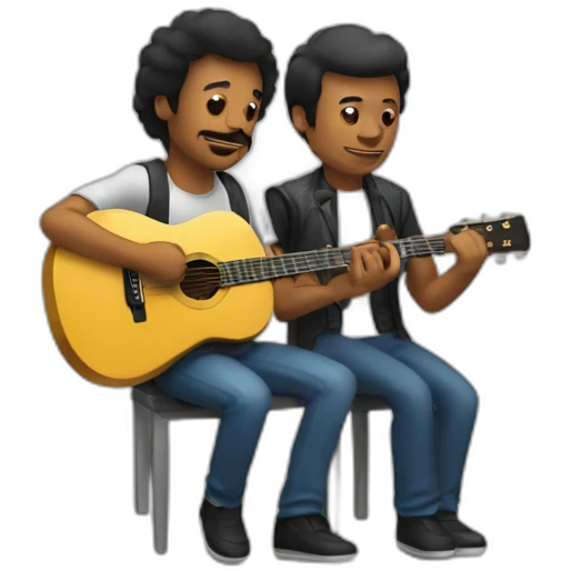 A man playing guitar and another man playing synthetizer  emoji