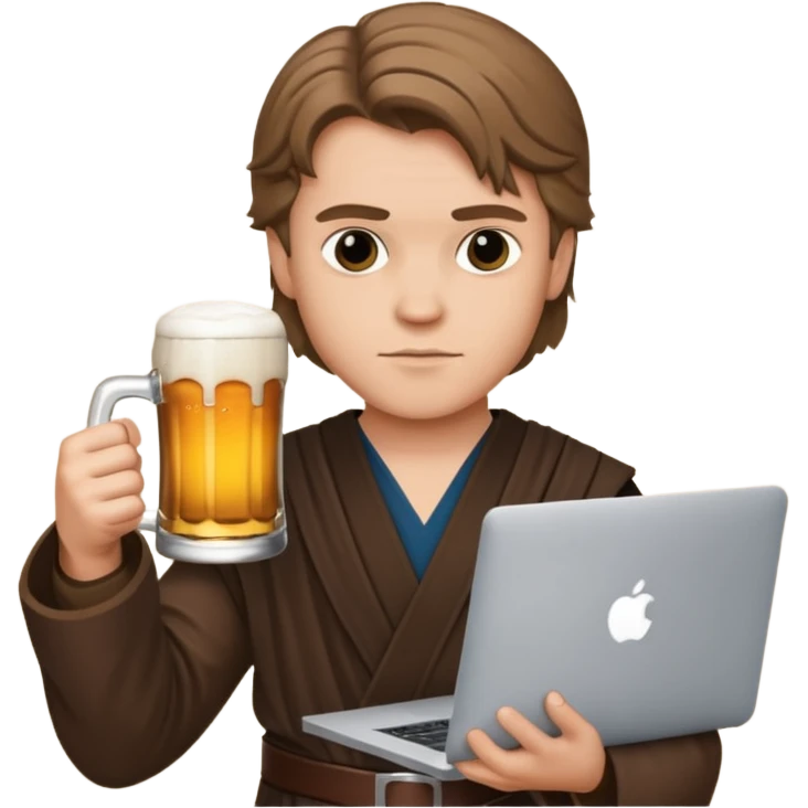 Anakin skywalker holding a beer and a macbook emoji