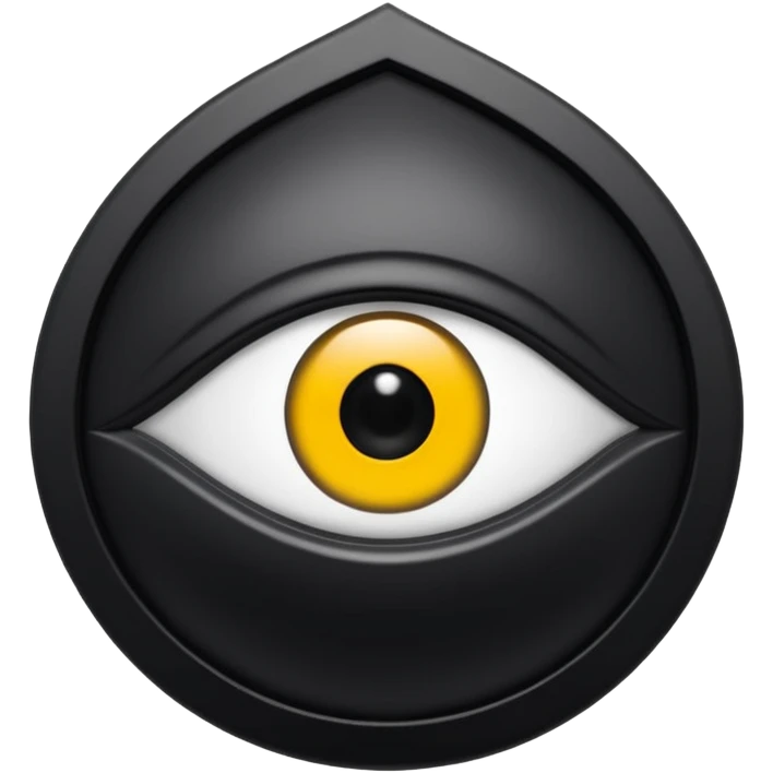Minimal emoji, gothic religious relic made of matte black metal, engraved eye symbol above a number 8, ancient sacred fashion artifact aesthetic, sculptural form, no glow, no neon, flat emoji style, centered, transparent background emoji