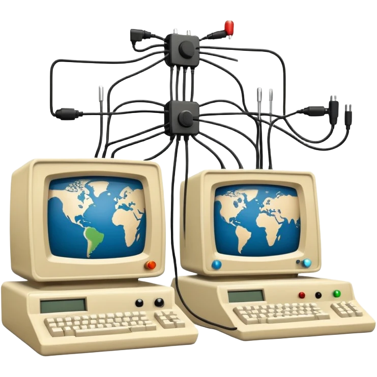 ARPANET 1969 first computer network connection with two connected computers emoji