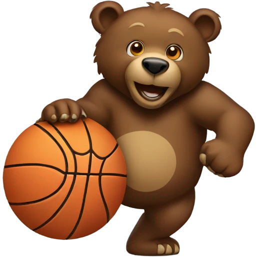 Brown Bear dribbling basketball emoji