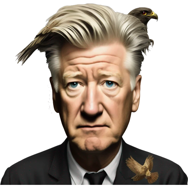 david lynch with a hawk tuah shirt emoji