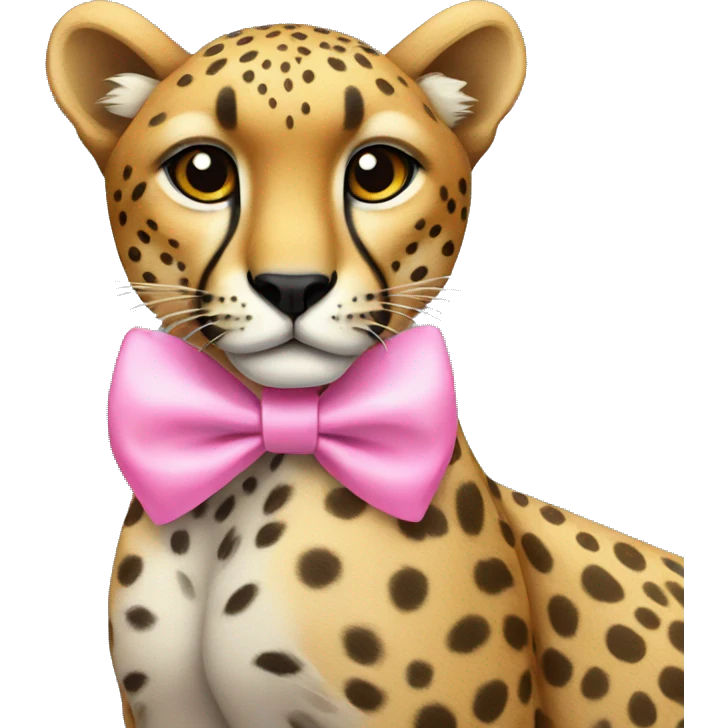 Cheetah wearing a pink bow emoji