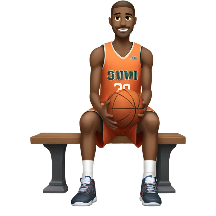 Tall white  basketball player sitting on bench emoji