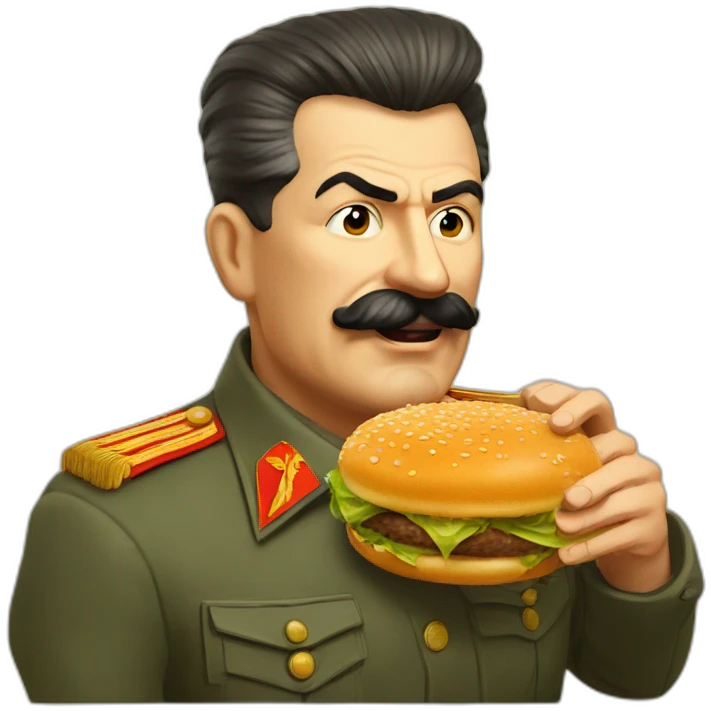 stalin eating hamburger like a true soviet general emoji