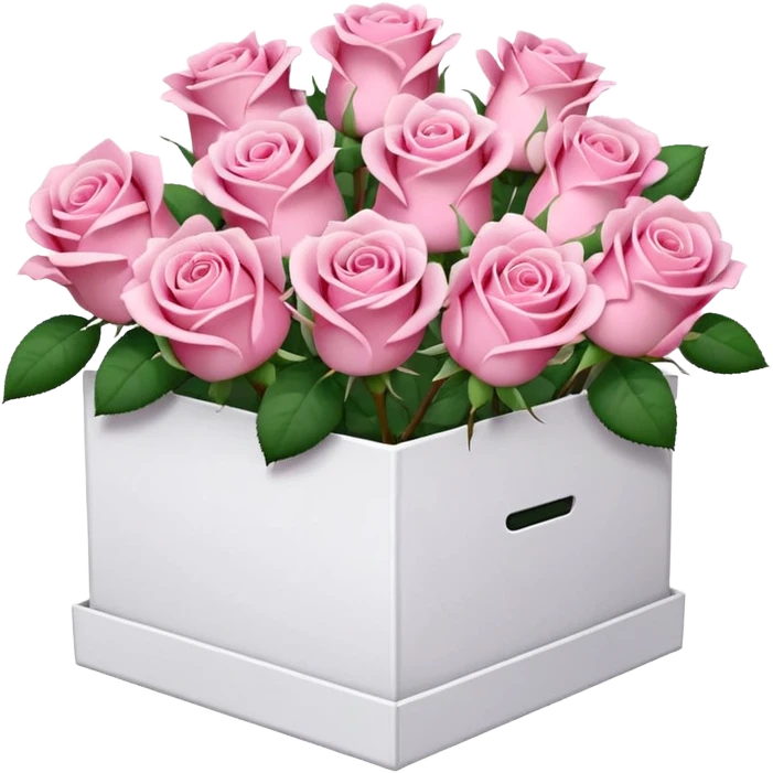 bouquet of pink 15 roses in a white box emoji