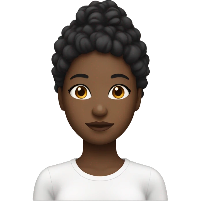 black girl wearing a white fitted tshirt with natural hair and blush and mascara emoji